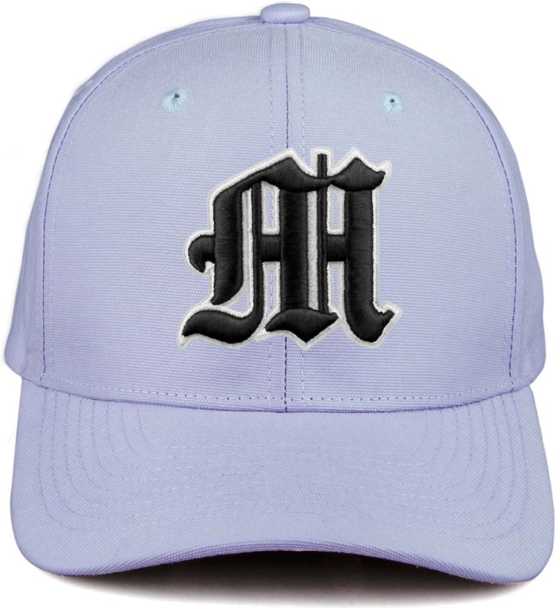 Daxton Store Premium Mid Profile Hat Semi Curved Visor Cap White Black Gothic Embroidered A to Z Letter Number Initial - Image 2